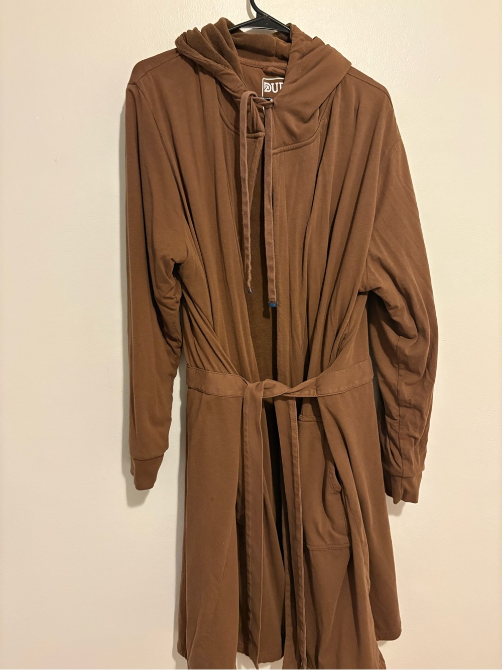 Men's Brown Hooded Belted Trench Coat with Drawstring